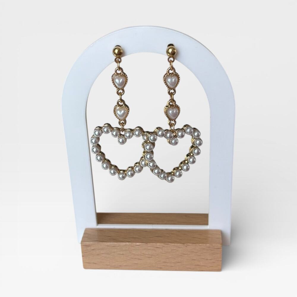 Long Heart Pearl Earrings